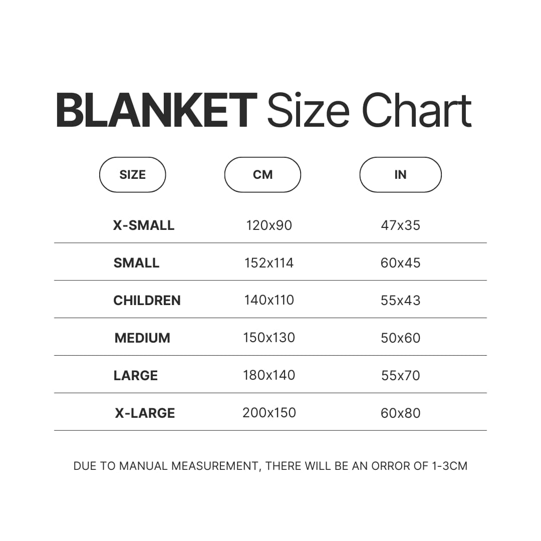 Blanket Size Chart - Arknights Merch